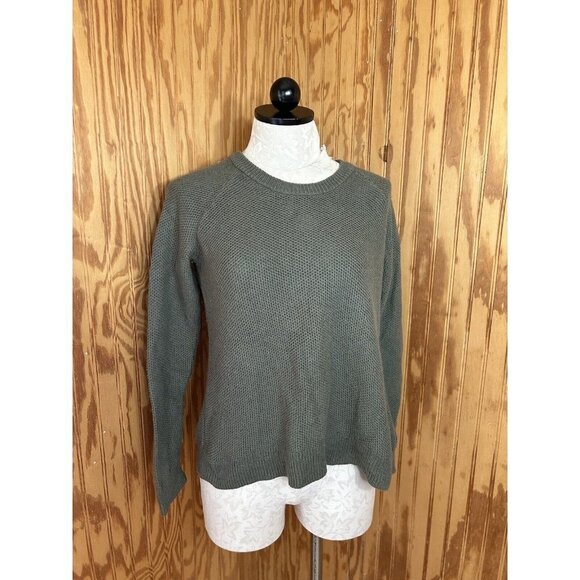 Madewell Province Cross Back Knit Sweater Green Long Sleeve Size XS Cotton Blend - Picture 2 of 10